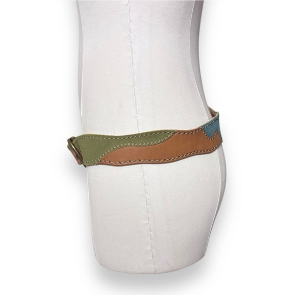 LUCKY BRAND Leather Suede Patchwork Stitched Boho Belt main image 8